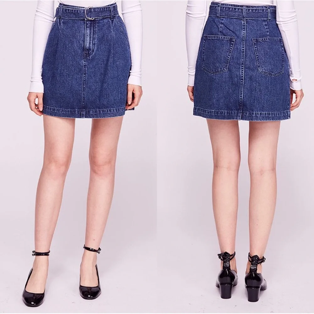 We the Free Skirt Jade Mini A-line Denim Jean Skirt (missing belt) Size 24